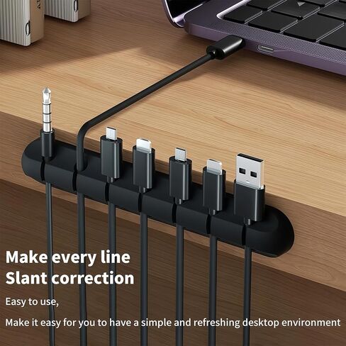 7-Slot Cable Management Clip (1 Pack, Black) - Adhesive Cord Organizer Holder for Desk, Car, Home Office, USB/Charger Cables Wire Management in Saudi Arabia