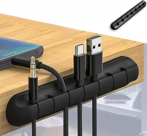 7-Slot Cable Management Clip (1 Pack, Black) - Adhesive Cord Organizer Holder for Desk, Car, Home Office, USB/Charger Cables Wire Management in Saudi Arabia