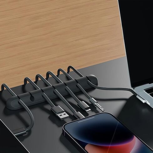 7-Slot Cable Management Clip (1 Pack, Black) - Adhesive Cord Organizer Holder for Desk, Car, Home Office, USB/Charger Cables Wire Management in Saudi Arabia