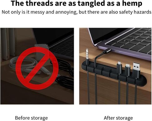 7-Slot Cable Management Clip (1 Pack, Black) - Adhesive Cord Organizer Holder for Desk, Car, Home Office, USB/Charger Cables Wire Management in Saudi Arabia