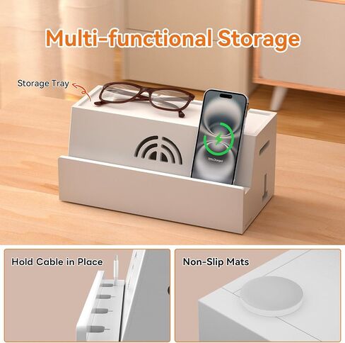 Bamboo Cable Management Box, Black, 31X14X15.5CM, Cable Organizer Box for Desk with Conceal Power Cords and Power Strips, Suitable for Living Rooms, bedrooms, Offices and More in Saudi Arabia