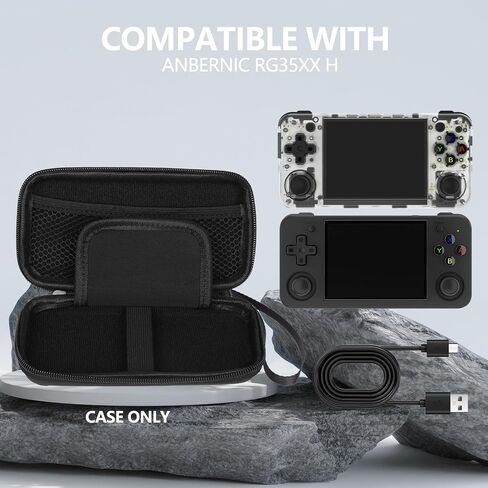 Hianjoo Hard Carrying Case Compatible with Anbernic RG35XX H / RG40XX H Handheld Console, Portable Travel Storage Bag Holder Organizer, Black (Case Only) in Saudi Arabia