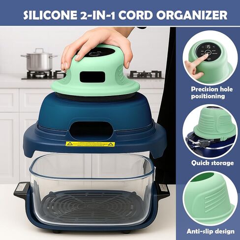XANGNIER 2 in 1 Silicone Appliance Cord Organizer for Ninja Crispi Accessories,Protective Case Cove Cord Wrap for Ninja Crispi Air Fryer Fn101 Cord Wrapper,Keeps Kitchen Tidy & Secure(Navy Blue) in Saudi Arabia
