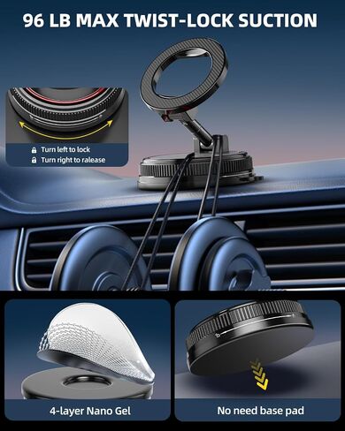 Magnetic-Car-Phone-Holder for Magsafe, 360° Adjustable Car Phone-Holder-Mount with Suction-Cup, Phone Holders for Your Car for iPhone, Android, Smartphones and Gift in Saudi Arabia
