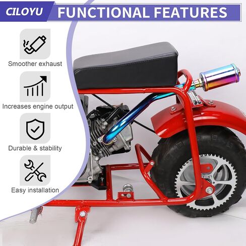 أنبوب رأس العادم Central Long Mini Bike مع مجموعة كاتم الصوت متوافقة مع Coleman CT100U GMB100 98CC 99CC MINI BIKE 154F 3.0HP Predator 79cc 3HP Engine GPS Rascal 98 Lite Parts Black in Saudi Arabia