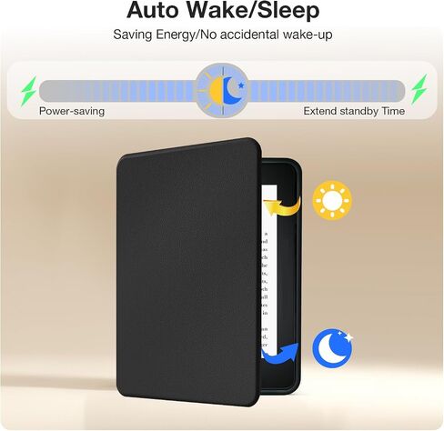 Case for 7" Kindle Paperwhite 12th Generation (2024) and Kindle Colorsoft Signature Edition,Includes a Screen Protector,Hand Strap Cover,Soft TPU Back,Light Shell with Auto Wake/Sleep,Black in Saudi Arabia