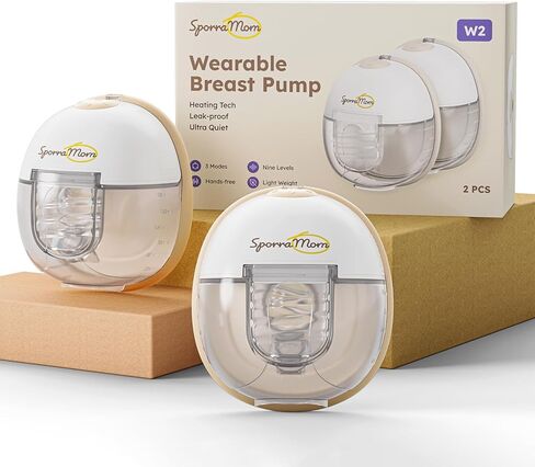 W2 Hands Free Heated Breast Pump, Electric Portable Wearable Breastfeeding Pump, Comfort 2 Modes & 9 Levels Hospital Grade Suction for More Milk, Leakproof, Ultra-Slim and Quiet, 24mm-2 Pack in Saudi Arabia