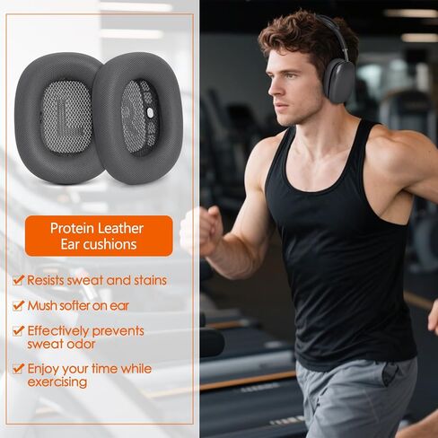 Premium Replacement Ear Cushions for Apple AirPods Max Headphone, Protein Leather Memory Foam Earpads with Excellent Noise Isolation (Black) in Saudi Arabia