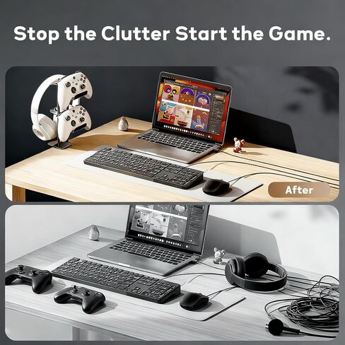 Headphone Stand with Controller Holder, Aluminum Under Desk Clamp Headset and Controller Stand - 2 in 1 Headphone Hanger for Desktop PC Gaming Accessories Organizer with PS5 Xbox Series S in Saudi Arabia