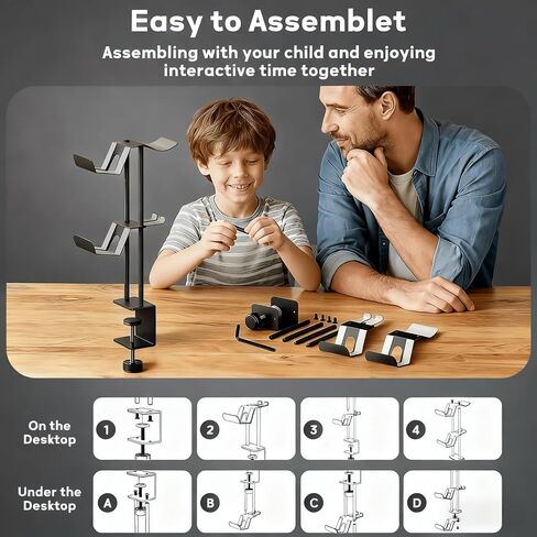 Headphone Stand with Controller Holder, Aluminum Under Desk Clamp Headset and Controller Stand - 2 in 1 Headphone Hanger for Desktop PC Gaming Accessories Organizer with PS5 Xbox Series S in Saudi Arabia