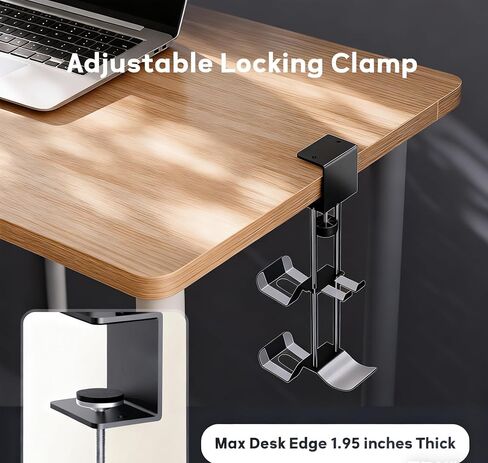 Headphone Stand with Controller Holder, Aluminum Under Desk Clamp Headset and Controller Stand - 2 in 1 Headphone Hanger for Desktop PC Gaming Accessories Organizer with PS5 Xbox Series S in Saudi Arabia