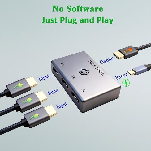 محول HDMI 3 في 1 مخرج، 4K@60 هرتز HDMI 2.0 Switch Splitter مع 433 جهاز تحكم عن بعد، محدد محول HDMI 3 منافذ، يدعم 4K 30 هرتز 1080P، متوافق مع Switch PS5/4 Xbox Roku TV in Saudi Arabia