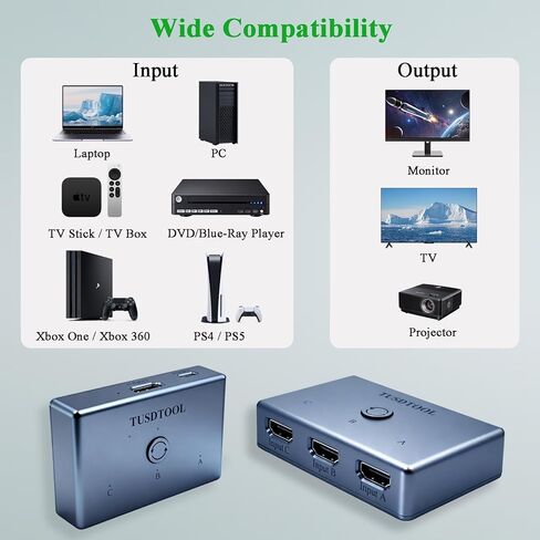 محول HDMI 3 في 1 مخرج، 4K@60 هرتز HDMI 2.0 Switch Splitter مع 433 جهاز تحكم عن بعد، محدد محول HDMI 3 منافذ، يدعم 4K 30 هرتز 1080P، متوافق مع Switch PS5/4 Xbox Roku TV in Saudi Arabia