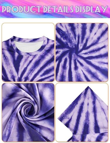 Hippie Costume for Men 60s 70s Outfits Accessories Tie Dye Shirt Set Fringe Carnival Vest Wig Tie Dye Headband for halloween in Saudi Arabia