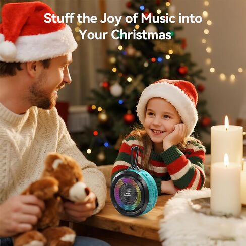 Shower Speaker, Certified IPX7 Waterproof,Portable Bluetooth Speaker with Suction Cup,Hook,Light, Stocking Stuffers, Premium Mini Outdoor Wireless Speaker, Ideal Gift for Christmas (Blue) in Kuwait