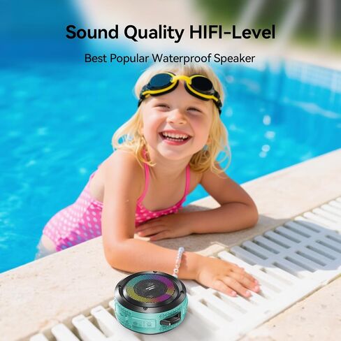 Shower Speaker, Certified IPX7 Waterproof,Portable Bluetooth Speaker with Suction Cup,Hook,Light, Stocking Stuffers, Premium Mini Outdoor Wireless Speaker, Ideal Gift for Christmas (Blue) in Kuwait