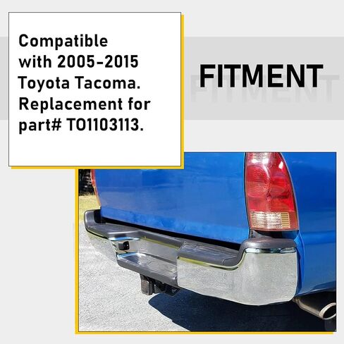 KUAFU Rear Bumper Compatible With 2005-2015 Toyota Tacoma TO1103113 Bumper Assembly W/Pads Brackets and License Plate Lights Steel Chrome in Saudi Arabia