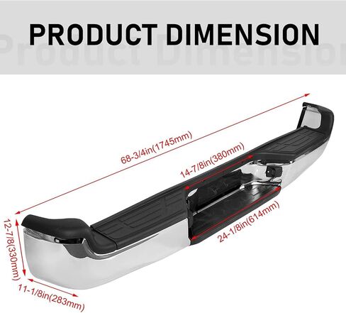 KUAFU Rear Bumper Compatible With 2005-2015 Toyota Tacoma TO1103113 Bumper Assembly W/Pads Brackets and License Plate Lights Steel Chrome in Saudi Arabia