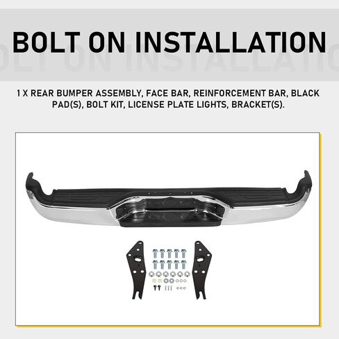 KUAFU Rear Bumper Compatible With 2005-2015 Toyota Tacoma TO1103113 Bumper Assembly W/Pads Brackets and License Plate Lights Steel Chrome in Saudi Arabia