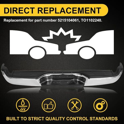 KUAFU Rear Bumper Compatible With 2005-2015 Toyota Tacoma TO1103113 Bumper Assembly W/Pads Brackets and License Plate Lights Steel Chrome in Saudi Arabia