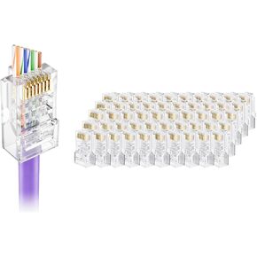 فيس لينك موصلات ار جيه 45 كات 5 اي كات 5، نهايات Cat5e RJ45، مقابس معيارية ار جيه 45 لكيبل شبكة UTP الصلب او المجدول، عبوة من 100 قطعة in Kuwait