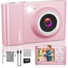 كاميرا رقمية للأطفال، كاميرا تسجيل فيديو بدقة 4K مع خاصية تكبير 64 ميجابكسل و18X مضادة للاهتزاز، هدايا عيد الميلاد للأطفال من سن 3 إلى 12 عامًا، تتضمن بطاقة SD سعة 32 جيجابايت (أسود) in Kuwait