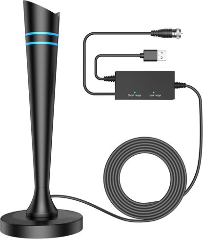 TV Antenna for Smart TV Antenna Indoor for Local Channels, Digital Antenna with Magnetic Base, Long Range Reception with Amplifier Signal Booster, 360° Strong Reception, Supports 4K 1080p HD in Saudi Arabia