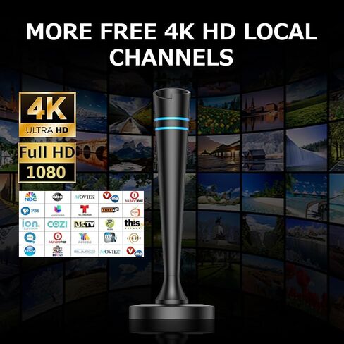 TV Antenna for Smart TV Antenna Indoor for Local Channels, Digital Antenna with Magnetic Base, Long Range Reception with Amplifier Signal Booster, 360° Strong Reception, Supports 4K 1080p HD in Saudi Arabia