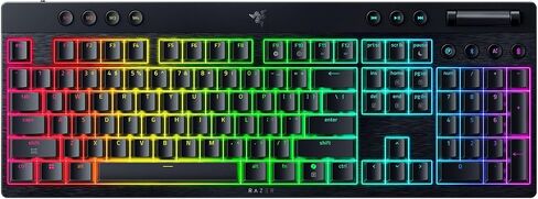 لوحة مفاتيح الألعاب اللاسلكية Razer BlackWidow V4 Low Profile HyperSpeed: مفاتيح ميكانيكية برتقالية - 2.4 جيجا هرتز لاسلكية وبلوتوث - أسطوانة متعددة الوظائف - 11 زر تحكم - عمر بطارية طويل in Saudi Arabia