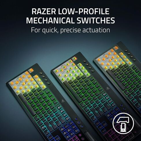 لوحة مفاتيح الألعاب اللاسلكية Razer BlackWidow V4 Low Profile HyperSpeed: مفاتيح ميكانيكية برتقالية - 2.4 جيجا هرتز لاسلكية وبلوتوث - أسطوانة متعددة الوظائف - 11 زر تحكم - عمر بطارية طويل in Saudi Arabia