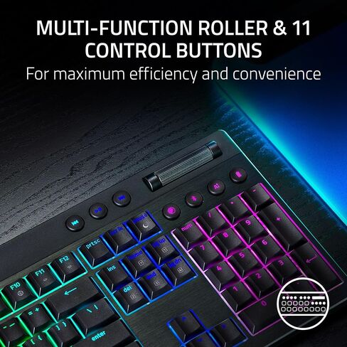 لوحة مفاتيح الألعاب اللاسلكية Razer BlackWidow V4 Low Profile HyperSpeed: مفاتيح ميكانيكية برتقالية - 2.4 جيجا هرتز لاسلكية وبلوتوث - أسطوانة متعددة الوظائف - 11 زر تحكم - عمر بطارية طويل in Saudi Arabia