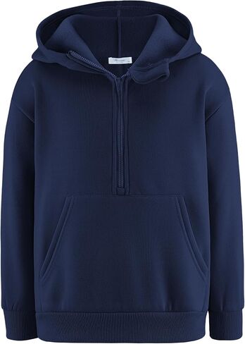 Arshiner Boy's Hooded Sweatshirts Long Sleeve Hoodies Kids Quarter Zip Pullover with Kangaroo Pocket 5-14Y in Saudi Arabia