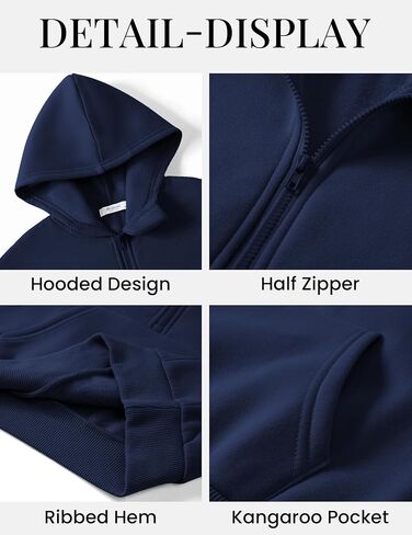 Arshiner Boy's Hooded Sweatshirts Long Sleeve Hoodies Kids Quarter Zip Pullover with Kangaroo Pocket 5-14Y in Saudi Arabia