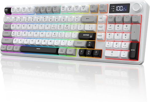 Wireless Gaming Keyboard with Smart Display & Knob Control, Tri-Mode BT5.0/2.4GHz/Type C RGB Backlit Computer Keyboards with Number Pad, 26-Key Rollover, Compatible for Windows, Mac in Saudi Arabia