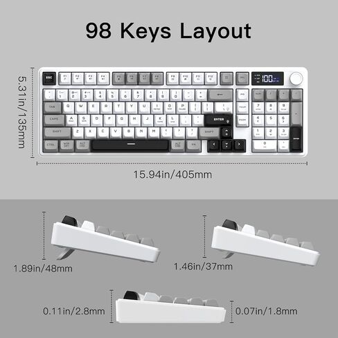 Wireless Gaming Keyboard with Smart Display & Knob Control, Tri-Mode BT5.0/2.4GHz/Type C RGB Backlit Computer Keyboards with Number Pad, 26-Key Rollover, Compatible for Windows, Mac in Saudi Arabia