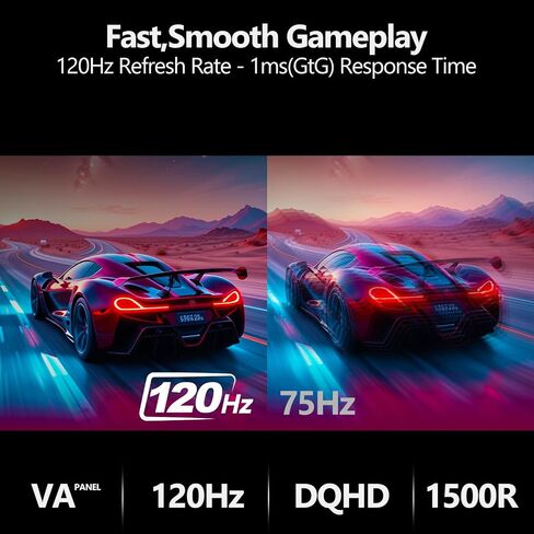 34 Inch Ultrawide Curved Gaming Monitor, 1500R PC Screen 165hz UWQHD 3440x1440, Curved Computer Screen with FreeSync,Support Wallmount 75x75mm in Saudi Arabia