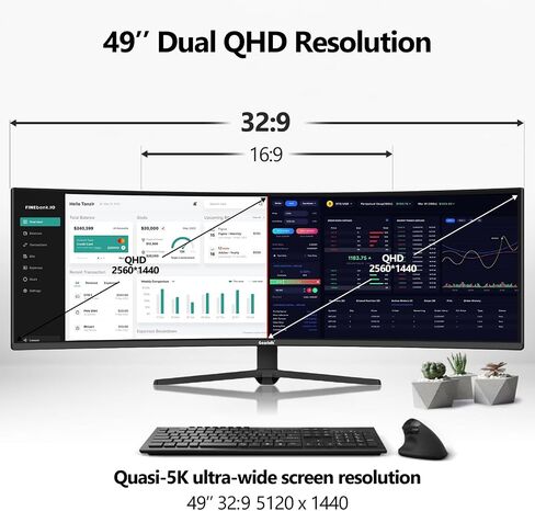 34 Inch Ultrawide Curved Gaming Monitor, 1500R PC Screen 165hz UWQHD 3440x1440, Curved Computer Screen with FreeSync,Support Wallmount 75x75mm in Saudi Arabia
