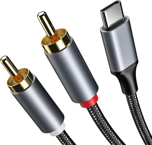 كابل صوت USB C إلى RCA، مقسم جاك ذكر من النوع C إلى 2RCA، سلك مساعد محول RCA إلى USB C متوافق مع iPhone 17/16/15، Galaxy S25/S24، ستيريو السيارة، مكبر صوت، مكبر صوت - 4FT in Kuwait