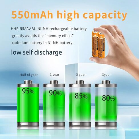 4PCS NI-MH AAA Rechargeable Battery, 1.2V 550mAh Battery for Panasonic Cordless Phone, HHR-55AAABU Replacement Battery in Saudi Arabia