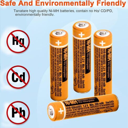 4PCS NI-MH AAA Rechargeable Battery, 1.2V 550mAh Battery for Panasonic Cordless Phone, HHR-55AAABU Replacement Battery in Saudi Arabia