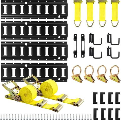 elechomes e track tie-down kit ： 88 pcs set etrack kit 6 rails ، 2 straps straps ، 6 soffs rope tie ، 6 o r ring anchors ، 6 j-hooks ، اثنين in Kuwait