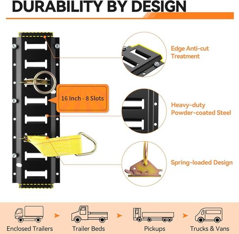 elechomes e track tie-down kit ： 88 pcs set etrack kit 6 rails ، 2 straps straps ، 6 soffs rope tie ، 6 o r ring anchors ، 6 j-hooks ، اثنين in Kuwait