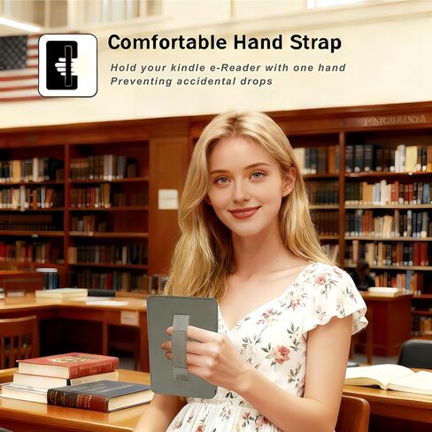 حافظة SCSVPN لجهاز Kindle Paperwhite الجيل الحادي عشر 2021 مقاس 6.8 بوصة وإصدار Kindle Paperwhite Signature Edition - غطاء قماش متين نحيف مع حامل وحزام يد وفتحة للبطاقة، تنبيه/غفو تلقائي - وردي in Saudi Arabia