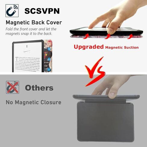 حافظة SCSVPN لجهاز Kindle Paperwhite الجيل الحادي عشر 2021 مقاس 6.8 بوصة وإصدار Kindle Paperwhite Signature Edition - غطاء قماش متين نحيف مع حامل وحزام يد وفتحة للبطاقة، تنبيه/غفو تلقائي - وردي in Saudi Arabia