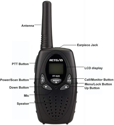 Retevis RT628 Walkie Talkies, Long Range Walkie Talkies for Adults, Belt Clip Key Lock Crystal Voice, Family Two Way Radios 4 Pack with for Camping Hiking(Black,4 Pack) in Saudi Arabia