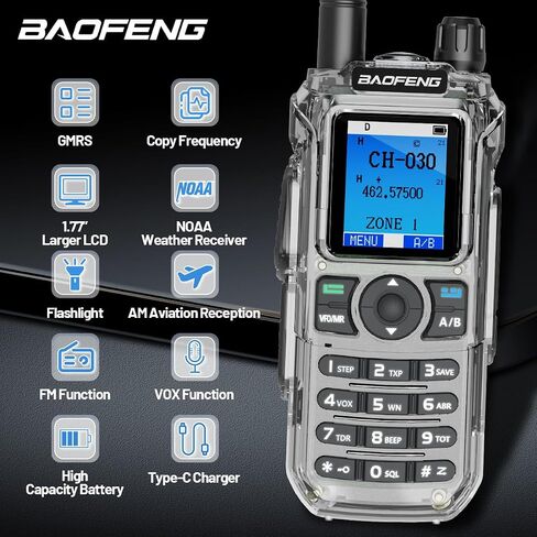 راديو Baofeng GMRS المحمول، راديو Baofeng طويل المدى قابل لإعادة الشحن GM21 أجهزة اتصال لاسلكية، جهاز استقبال الطقس NOAA GM-15 PRO 999 قناة راديو ثنائي الاتجاه مع شاحن USB-C لصيد معدات البقاء على قيد الحياة، قطعتان in Kuwait
