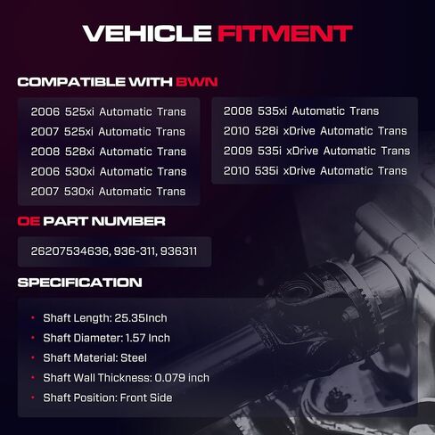5C344A376DA محرك الأمامي عمود عمود عمود عمود عمود عمود عمود دوري Ford F-250 Super Duty 2003-2010 ، F-350 Super Duty 2003-2010 ، V8 6.0L 6.4L ، 4WD ، ناقل حركة أوتوماتيكي ، استبدل# 5C344A376DB in Saudi Arabia