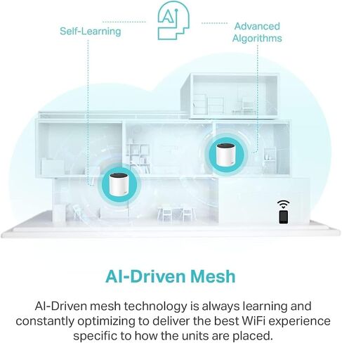 نظام شبكة TP-Link Deco AX3000 WiFi 6 - يغطي ما يصل إلى 4500 قدم مربع، ويحل محل جهاز التوجيه اللاسلكي والموسع، و3 منافذ جيجابت لكل وحدة، ويدعم وصلة إيثرنت الخلفية (Deco X55، عبوتان) (متجدد) in Saudi Arabia