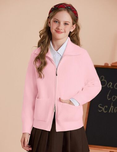 GRACE KARIN Girls' Cardigan Kids Zip Knit Uniform Sweaters Size 6-14 Fall Jacket in Saudi Arabia