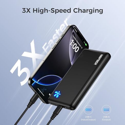Portable Charger 10800mAh Ultra Slim Power Bank Lightweight Pocket-Sized Design 15W Output for iPhone 16/15/14 Samsung Galaxy Android Devices Travel Essentials​（Black），1pack in Saudi Arabia
